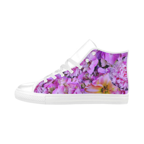 wonderful floral 24  by FeelGood Aquila High Top Microfiber Leather Women's Shoes (Model 032)
