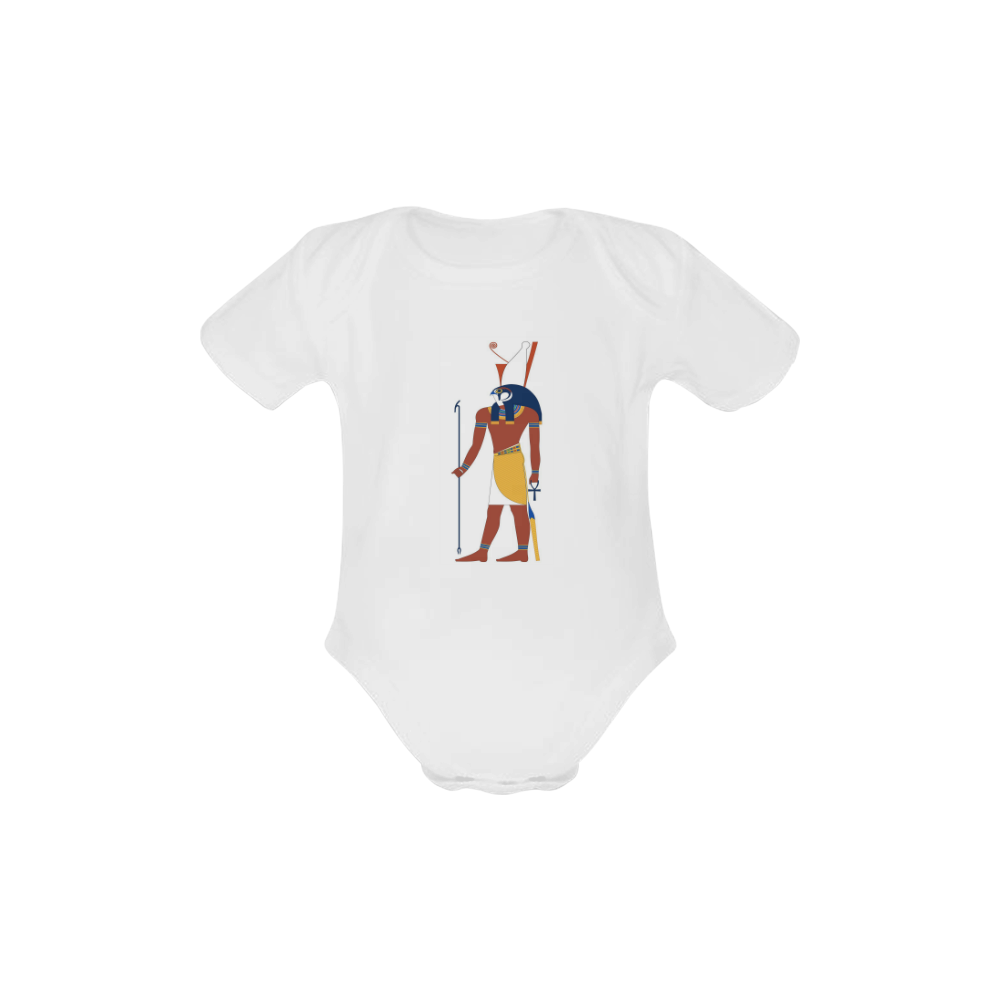 Egyptian Gods-Horus Baby Powder Organic Short Sleeve One Piece (Model T28)