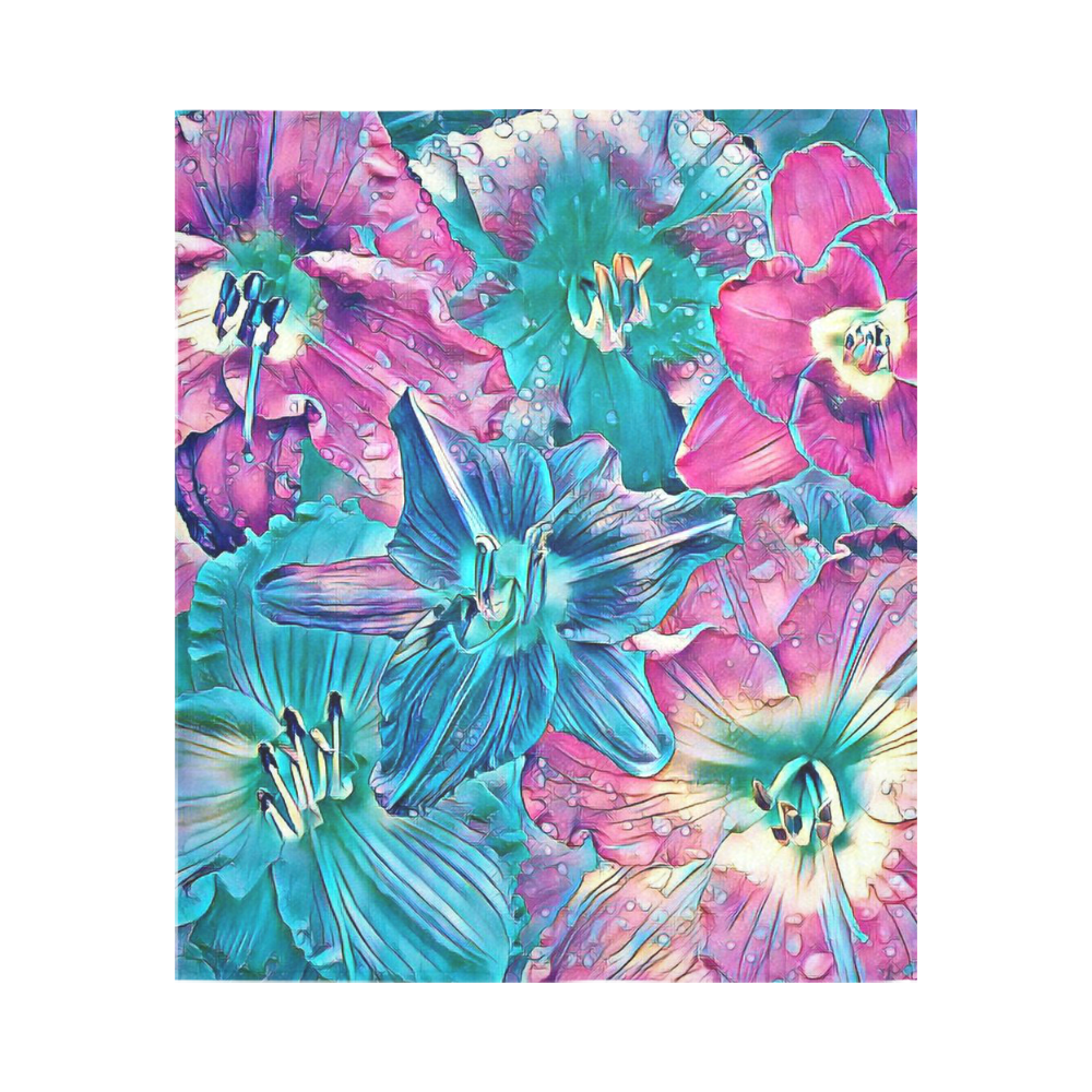 wonderful floral 22B  by FeelGood Cotton Linen Wall Tapestry 51"x 60"