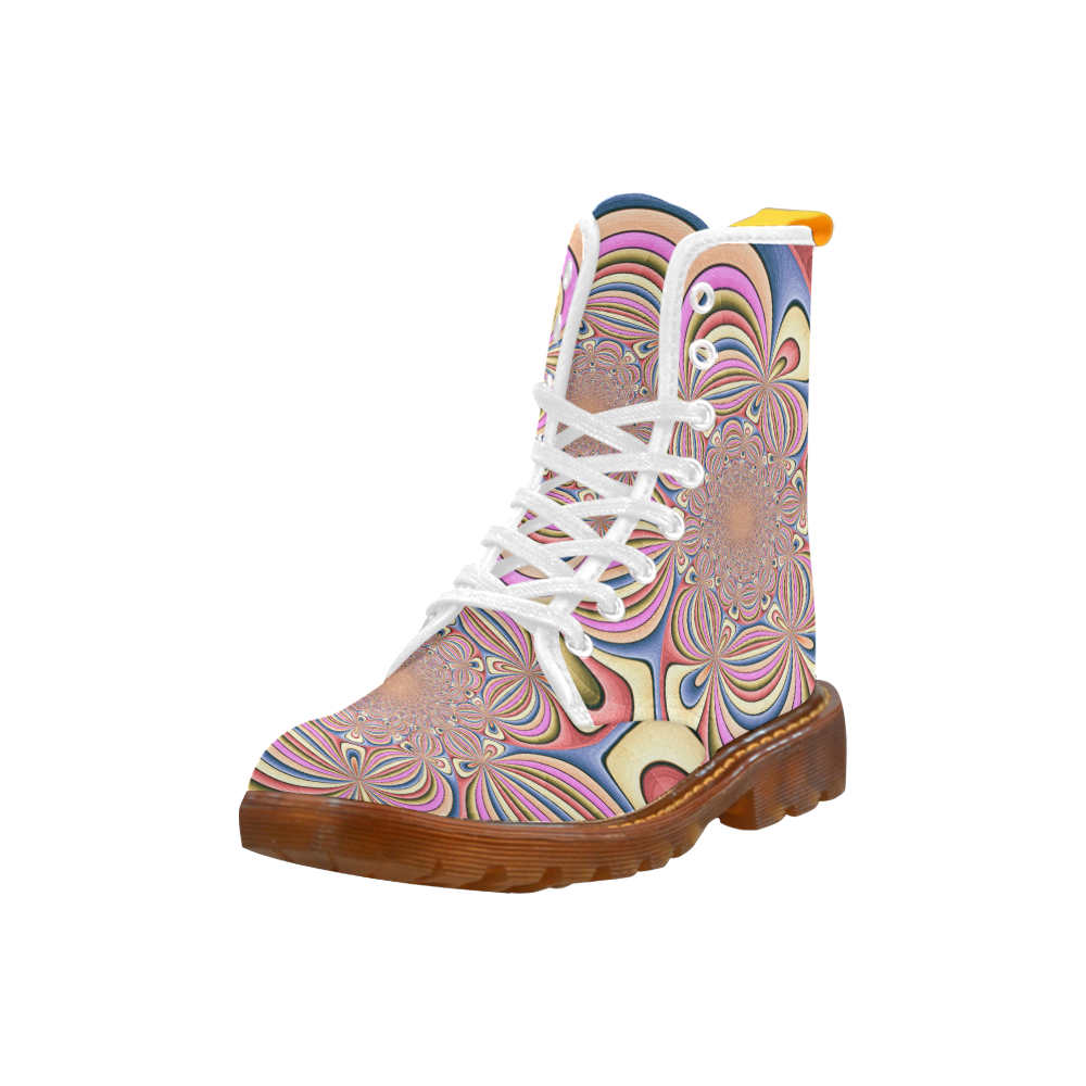 Pastel Shades Flower Ornament Martin Boots For Women Model 1203H