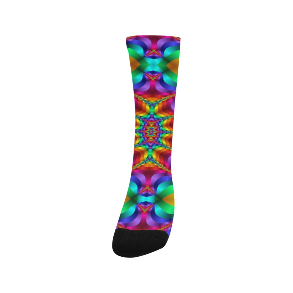 Rainbow Colored Light Waves Heartbeat Fractal Trouser Socks