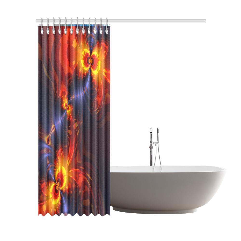 Butterfly Eyes, Abstract Violet Gold Wings Shower Curtain 72"x84"