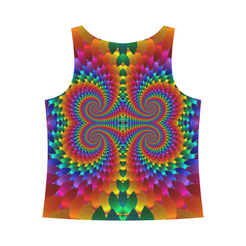 Rainbow Multicolored Galaxies Colliding Fractal All Over Print Tank Top for Women (Model T43)