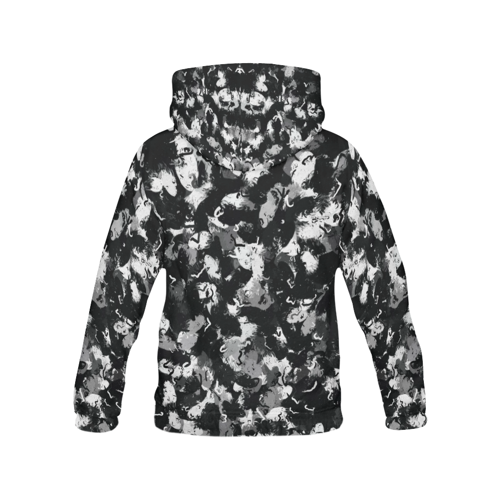 Shades of Gray  and Black Oils All Over Print Hoodie for Women (USA Size) (Model H13)