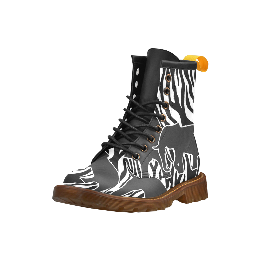 ELEPHANTS to ZEBRA stripes black & white High Grade PU Leather Martin Boots For Women Model 402H