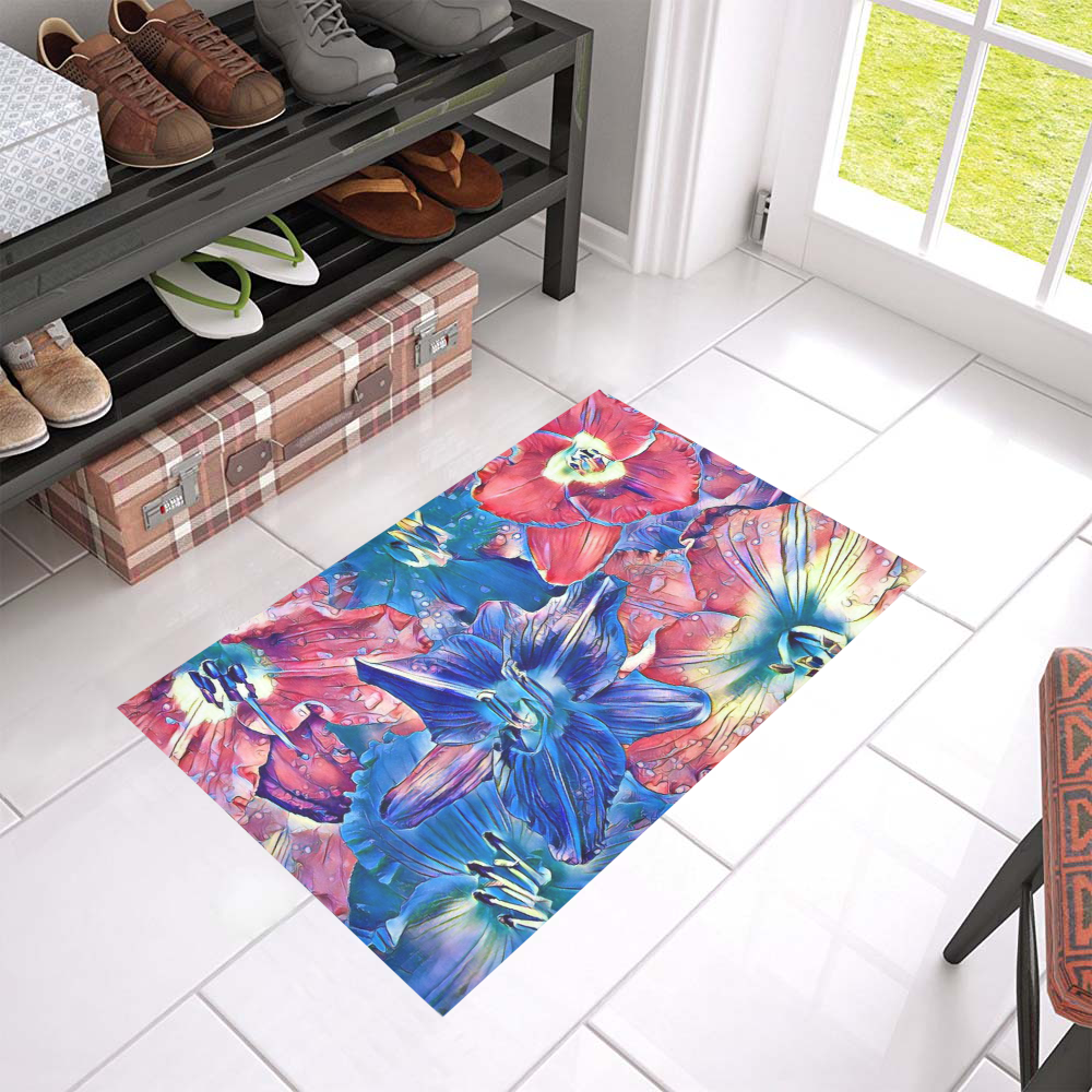 wonderful floral 22C  by FeelGood Azalea Doormat 24" x 16" (Sponge Material)