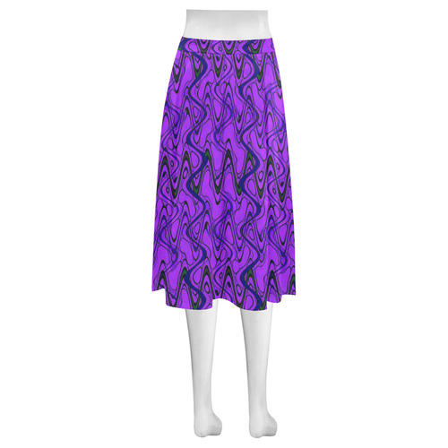 Purple and Black Waves Mnemosyne Women's Crepe Skirt (Model D16)