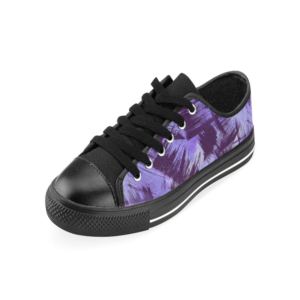 Purple Paint Strokes Low Top Canvas Shoes for Kid (Model 018)