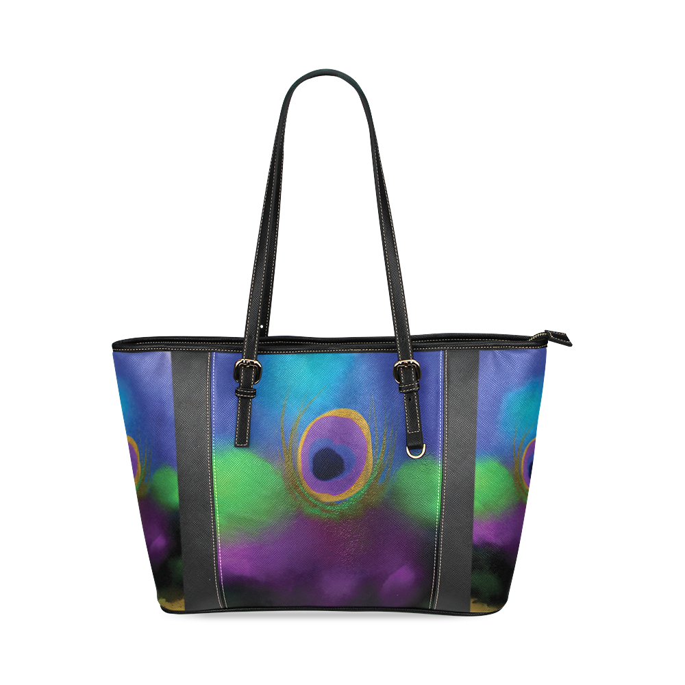 PEACOCK DESIGN 3 PANEL Leather Tote Bag/Large (Model 1640)
