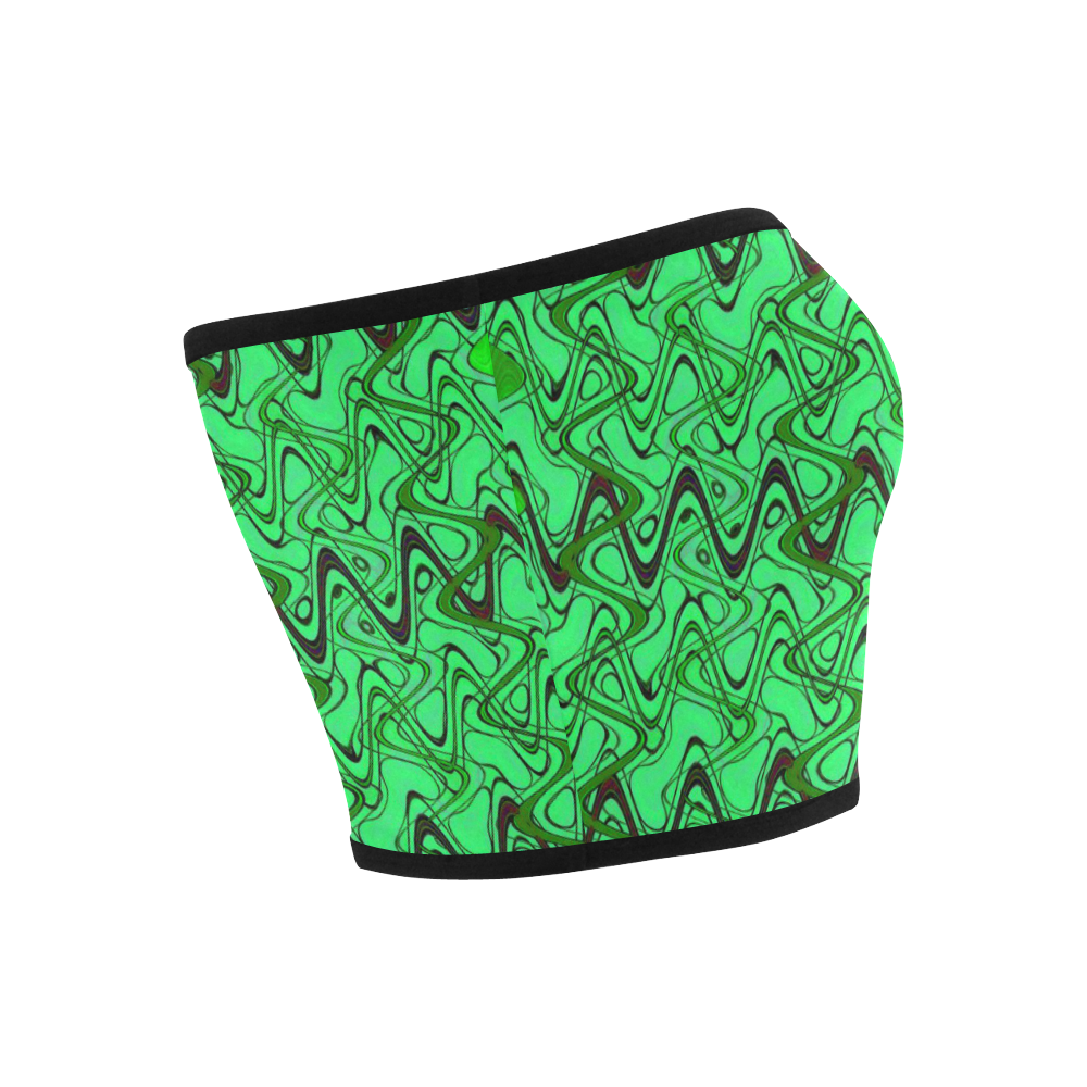 Green and Black Waves Bandeau Top