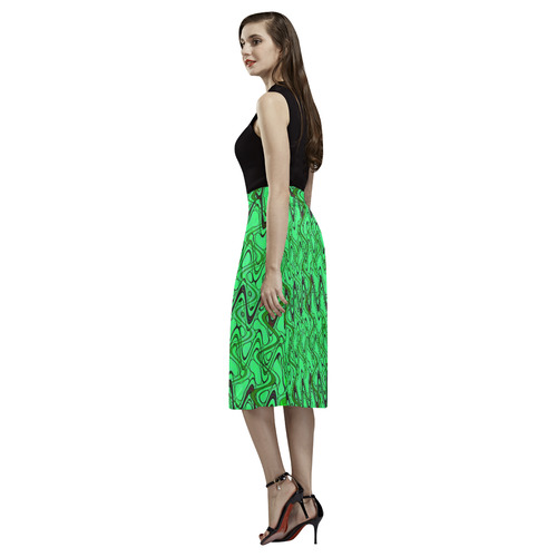 Green and Black Waves Aoede Crepe Skirt (Model D16)