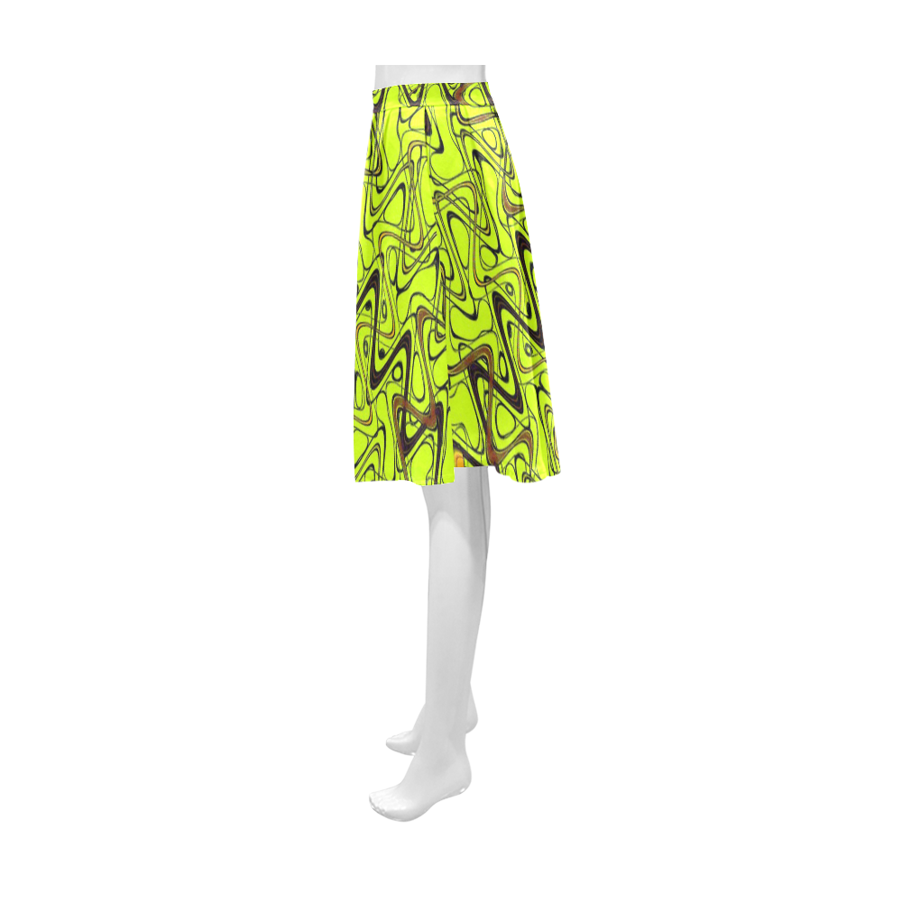 Yellow and Black Waves Athena Women's Short Skirt (Model D15)