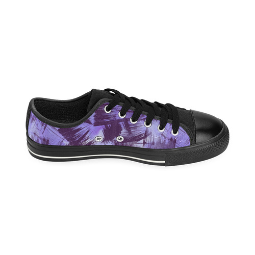 Purple Paint Strokes Low Top Canvas Shoes for Kid (Model 018)