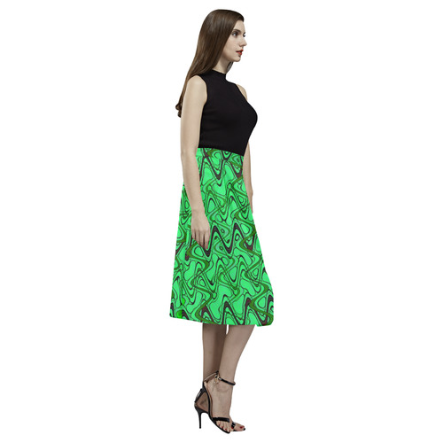 Green and Black Waves Aoede Crepe Skirt (Model D16)