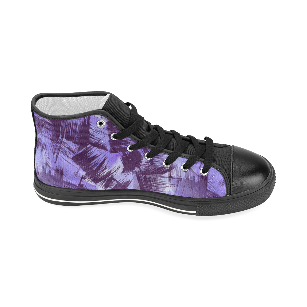 Purple Paint Strokes Women's Classic High Top Canvas Shoes (Model 017)