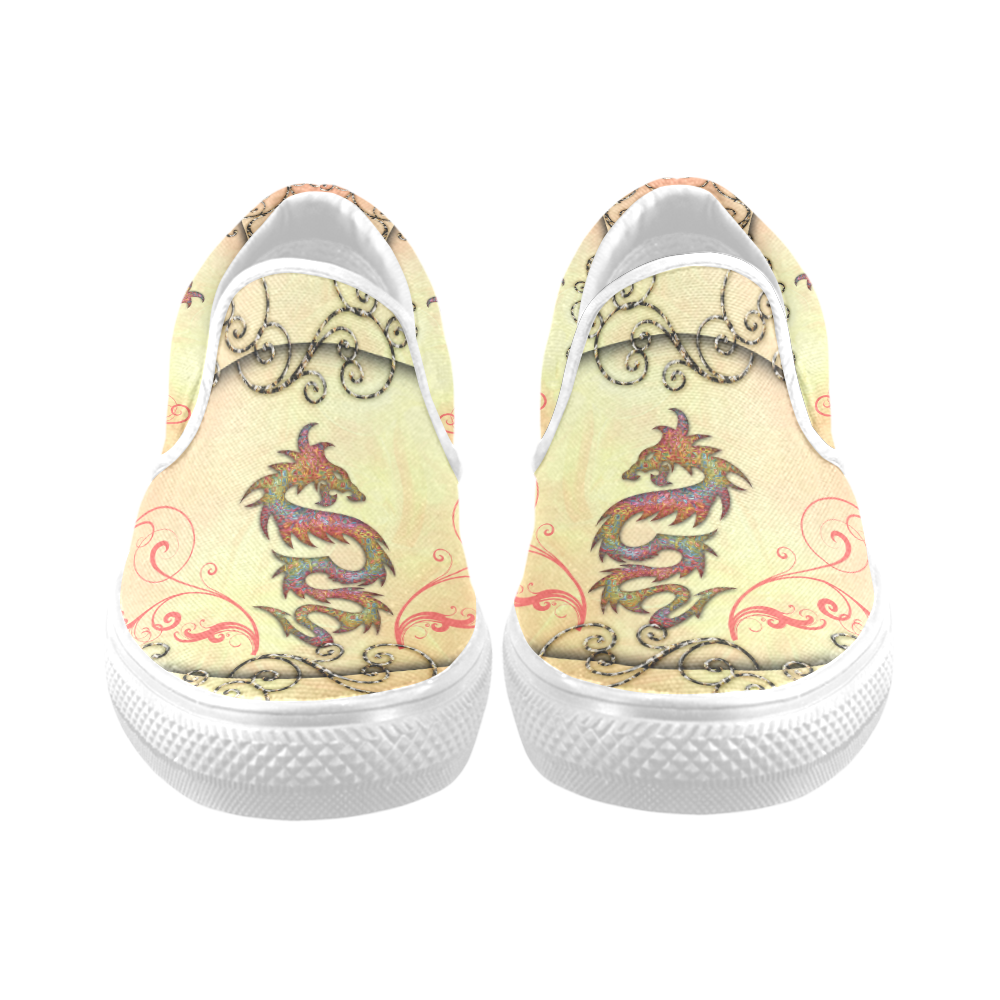 Chinese dragon Women's Unusual Slip-on Canvas Shoes (Model 019)