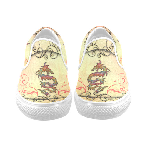 Chinese dragon Women's Unusual Slip-on Canvas Shoes (Model 019)