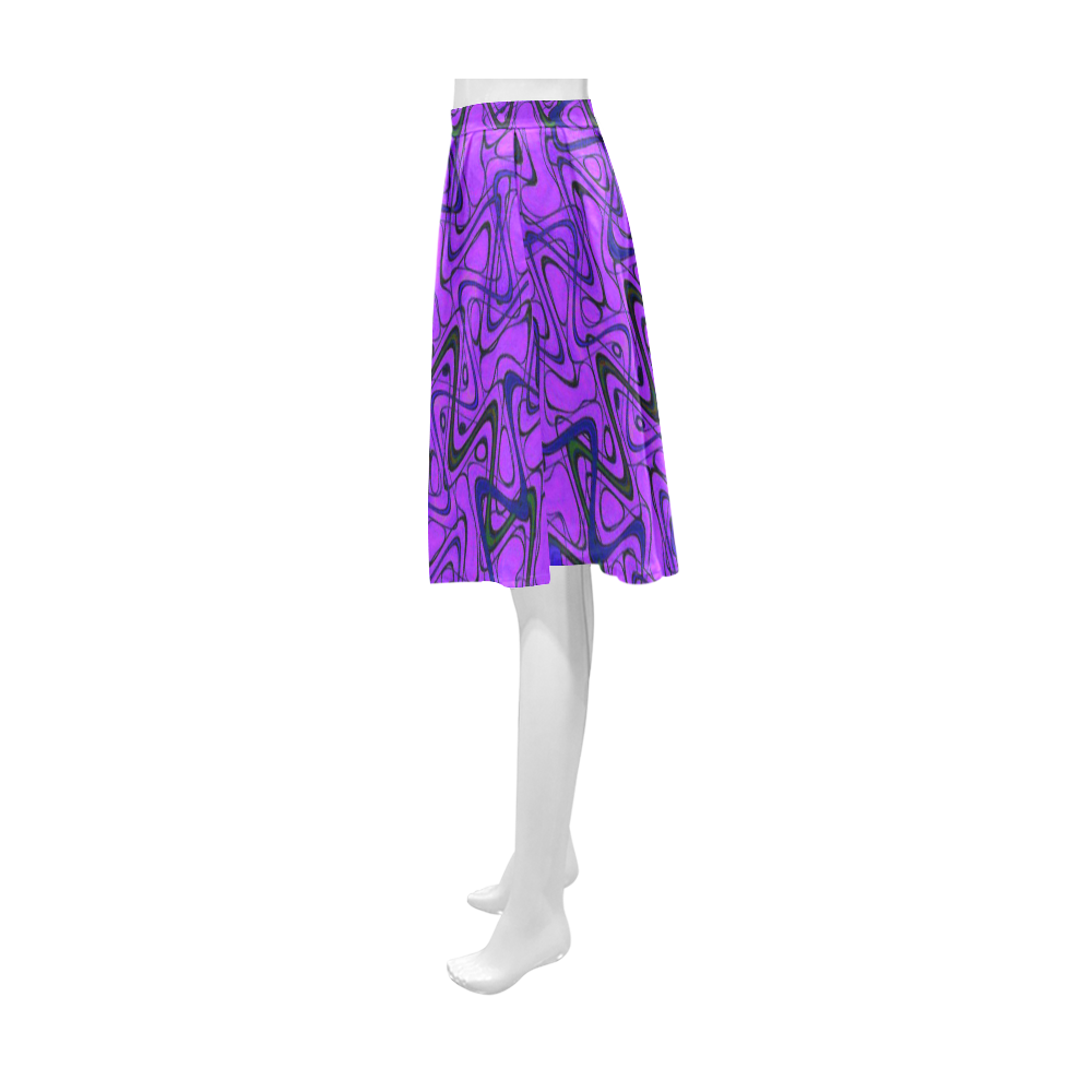 Purple and Black Waves Athena Women's Short Skirt (Model D15)