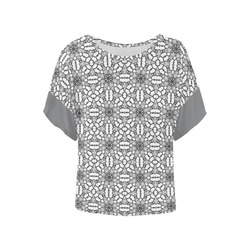 Sharkskin Lace Women's Batwing-Sleeved Blouse T shirt (Model T44)