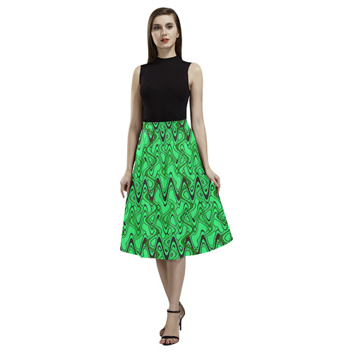 Green and Black Waves Aoede Crepe Skirt (Model D16)