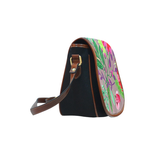 Rustic Watercolor Floral Red Poppies Saddle Bag/Small (Model 1649)(Flap Customization)