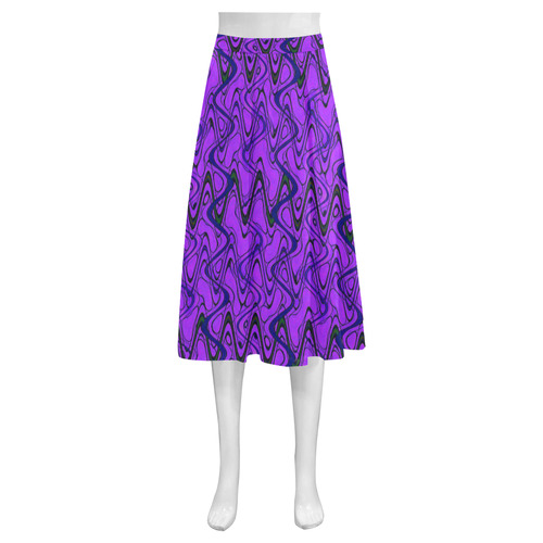 Purple and Black Waves Mnemosyne Women's Crepe Skirt (Model D16)