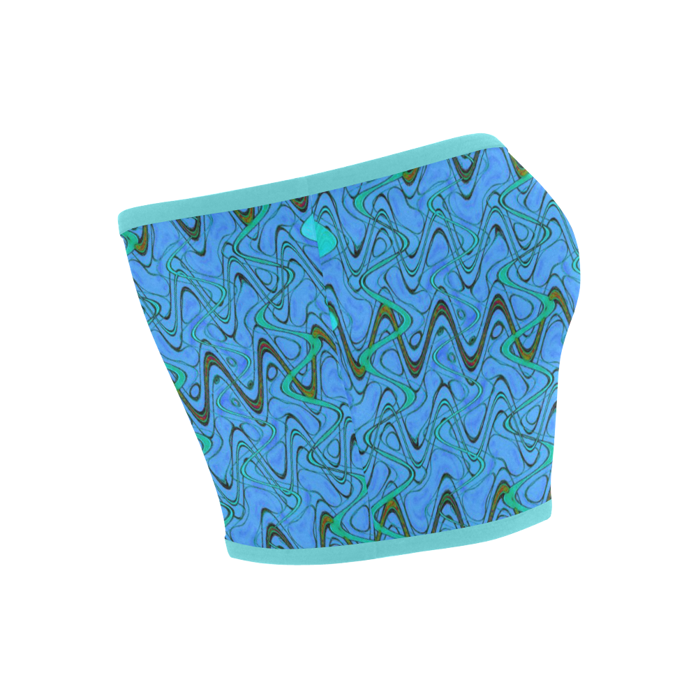 Blue Green and Black Waves Bandeau Top