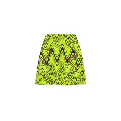 Yellow and Black Waves Mini Skating Skirt (Model D36)