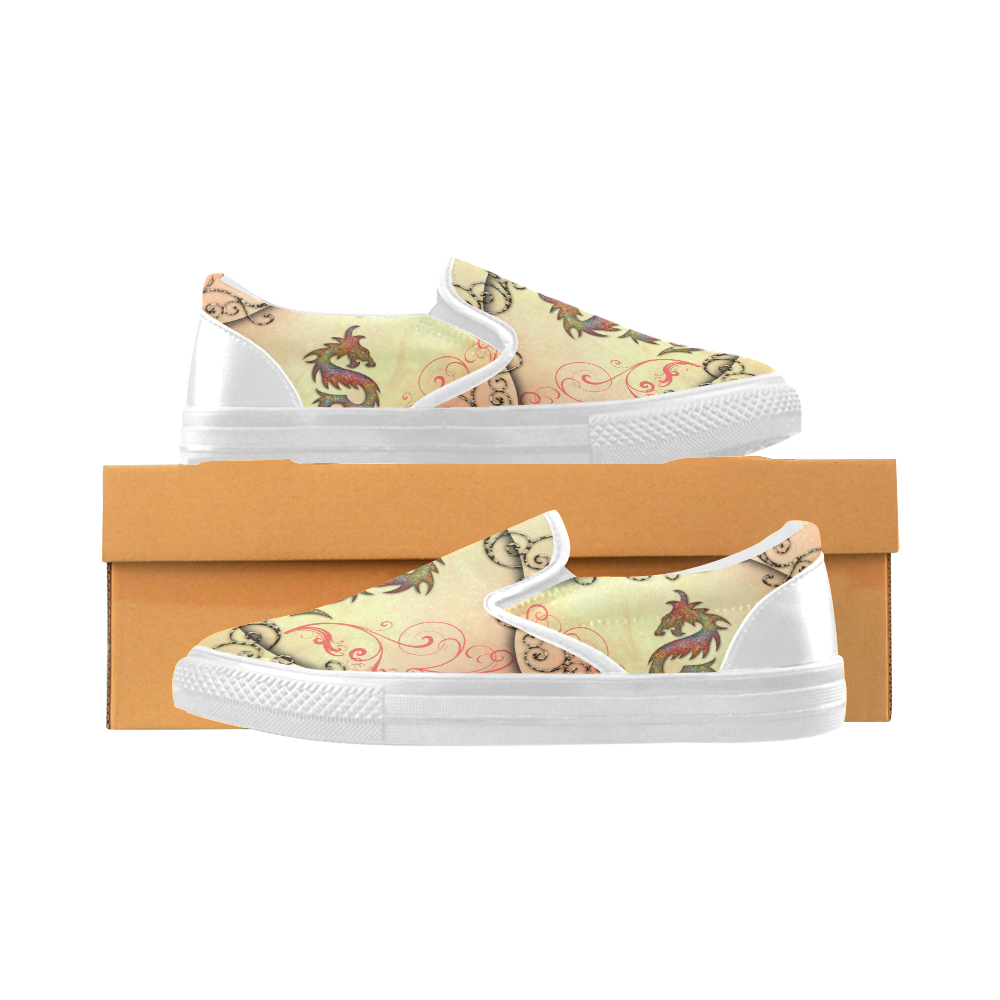 Chinese dragon Women's Unusual Slip-on Canvas Shoes (Model 019)