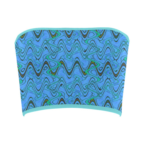 Blue Green and Black Waves Bandeau Top