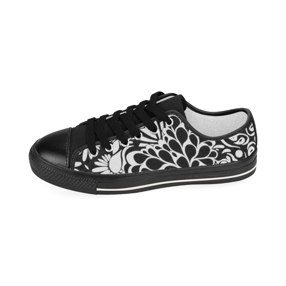 70s Wall Paper Black and White Women's Classic Canvas Shoes (Model 018)