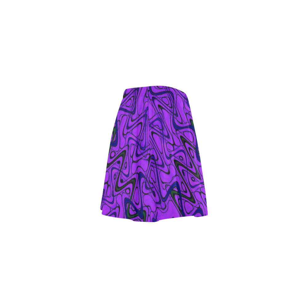 Purple and Black Waves Mini Skating Skirt (Model D36)