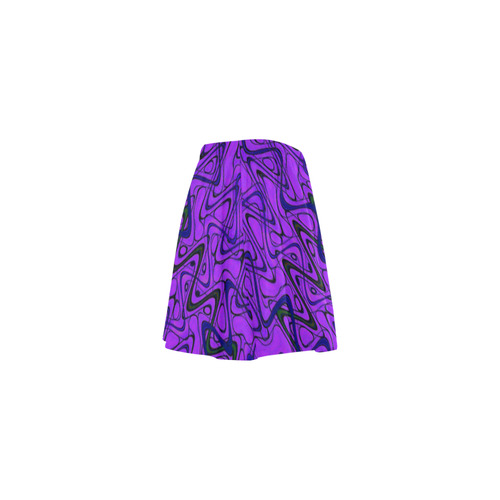 Purple and Black Waves Mini Skating Skirt (Model D36)