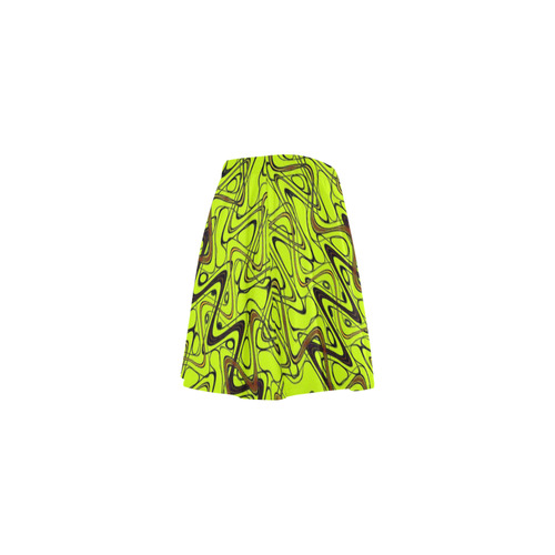 Yellow and Black Waves Mini Skating Skirt (Model D36)