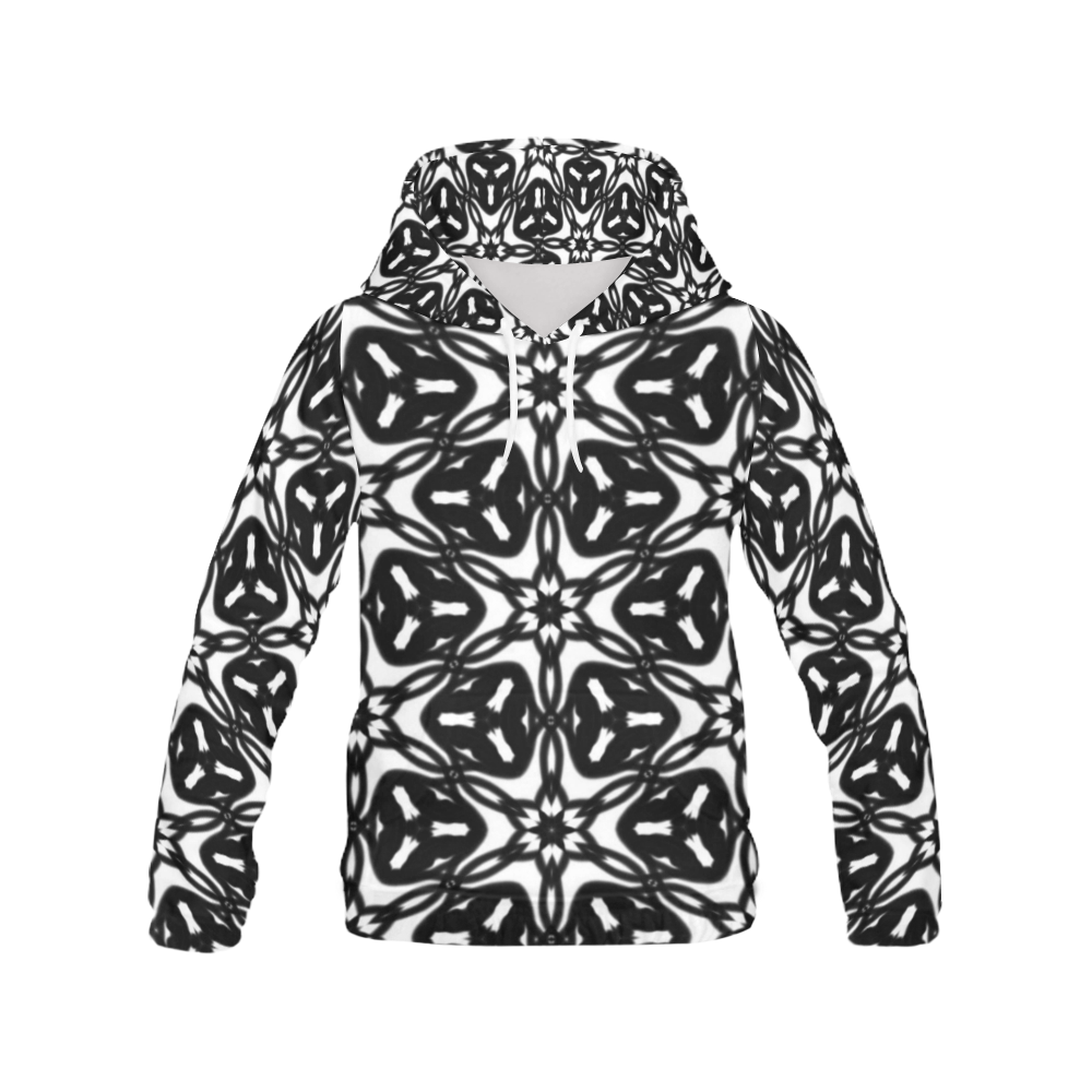 Black and White Star Flakes All Over Print Hoodie for Women (USA Size) (Model H13)