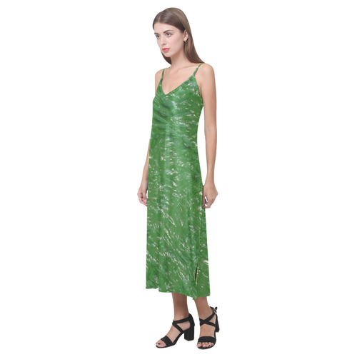 thick wet paint D by FeelGood V-Neck Open Fork Long Dress(Model D18)