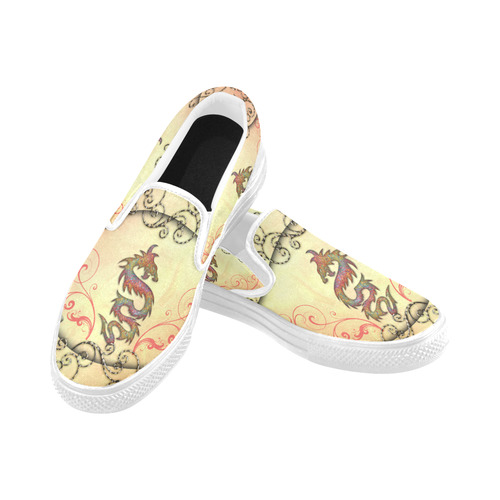 Chinese dragon Women's Unusual Slip-on Canvas Shoes (Model 019)