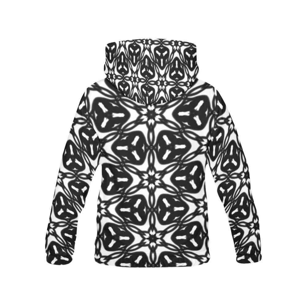 Black and White Star Flakes All Over Print Hoodie for Women (USA Size) (Model H13)