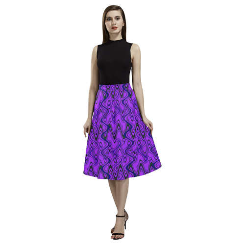 Purple and Black Waves Aoede Crepe Skirt (Model D16)