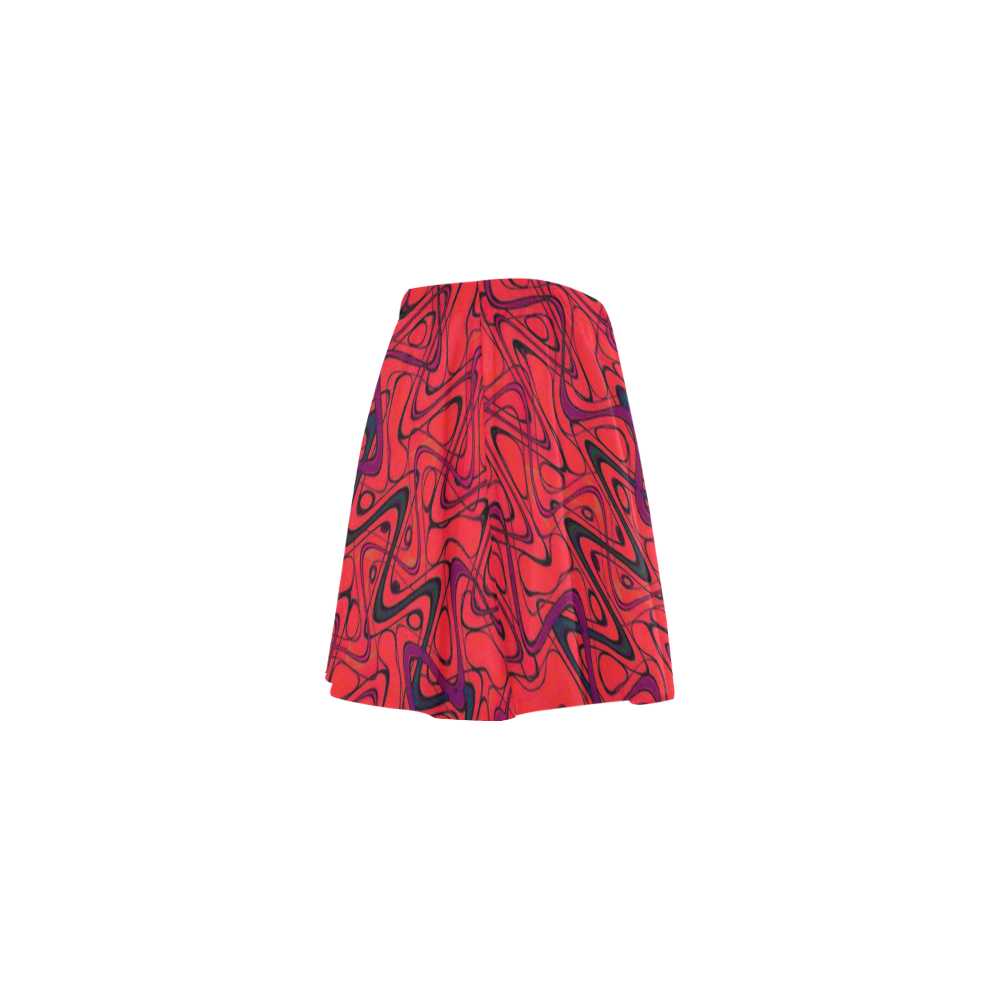 Red and Black Waves Mini Skating Skirt (Model D36)