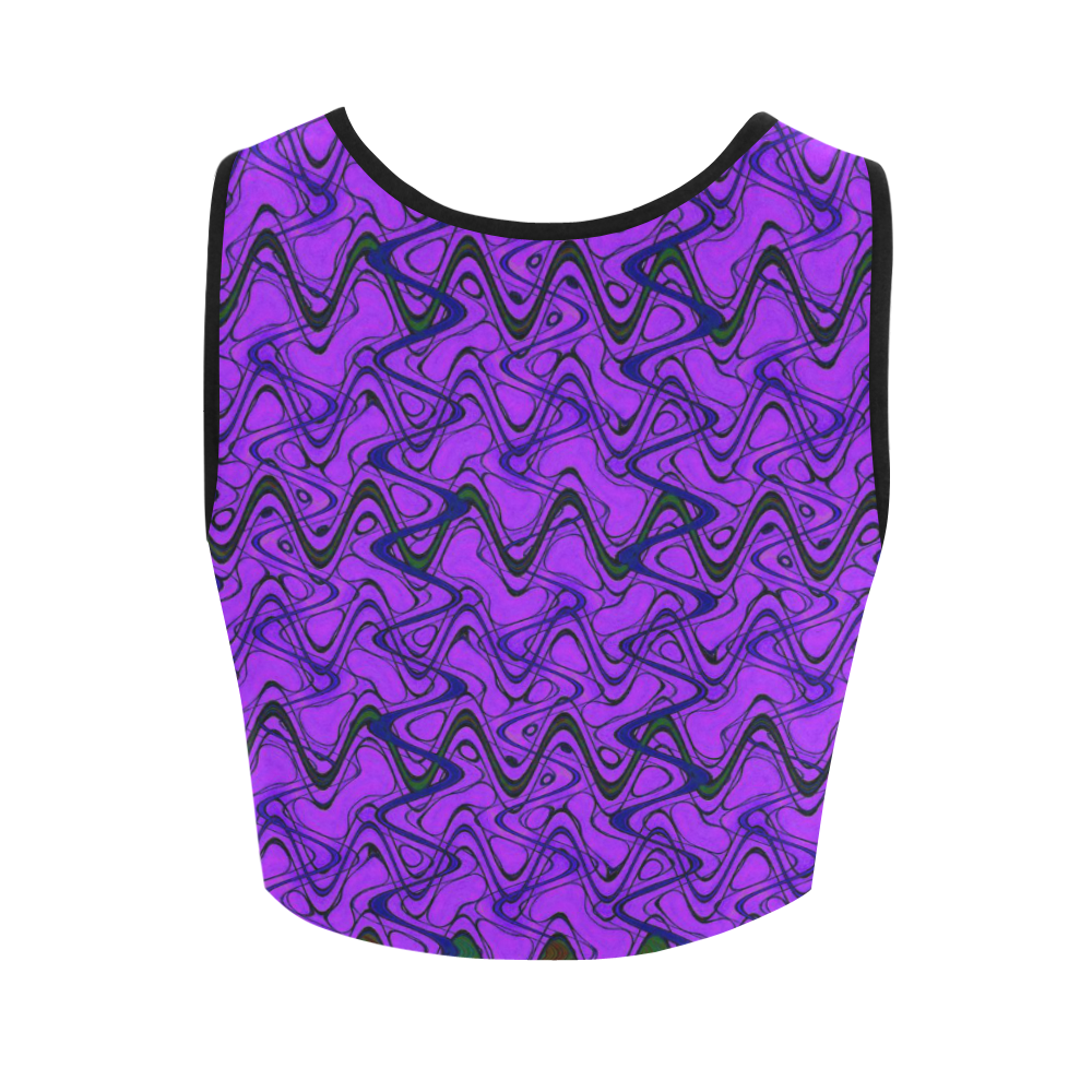 Purple and Black Waves Women's Crop Top (Model T42)