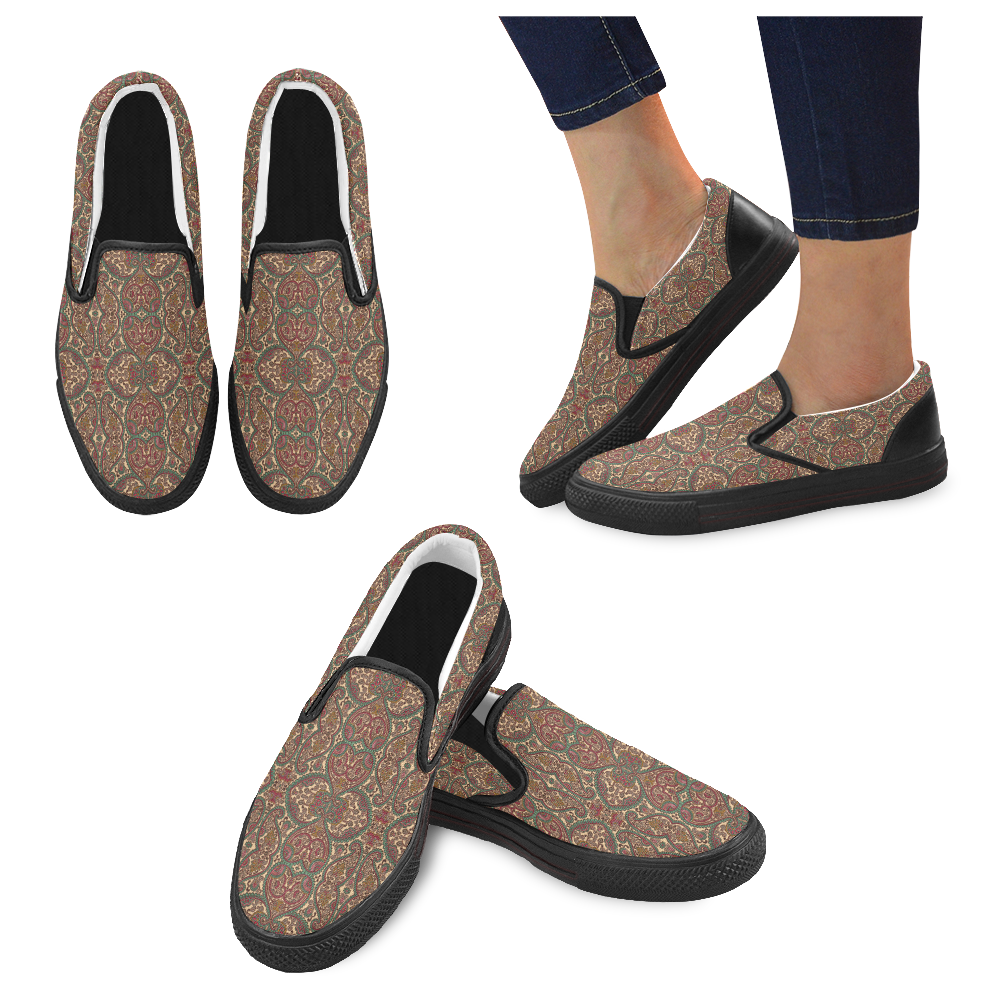 Shiny Rhinestone Hearts Women's Unusual Slip-on Canvas Shoes (Model 019)