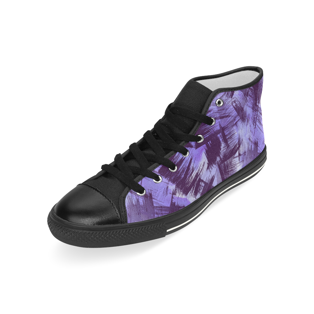 Purple Paint Strokes Men’s Classic High Top Canvas Shoes (Model 017)
