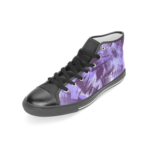 Purple Paint Strokes Women's Classic High Top Canvas Shoes (Model 017)