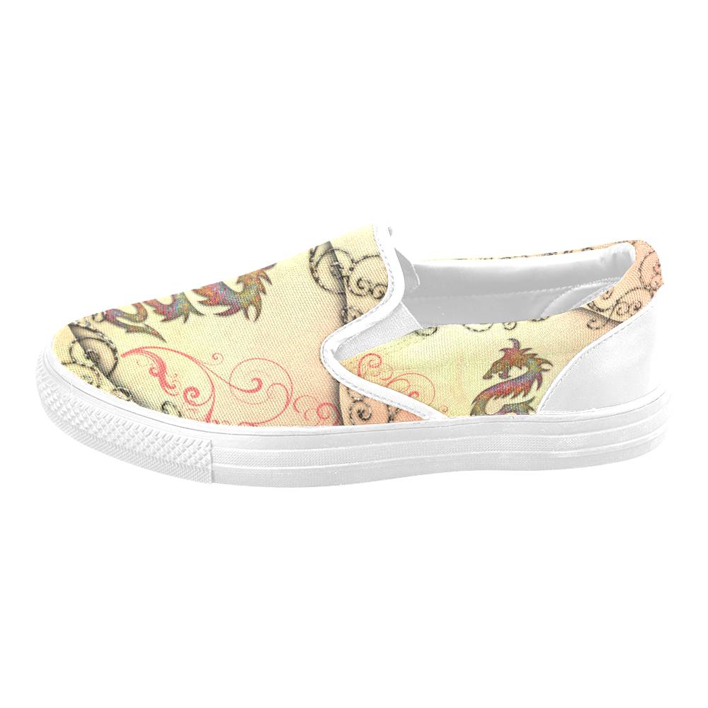 Chinese dragon Women's Unusual Slip-on Canvas Shoes (Model 019)