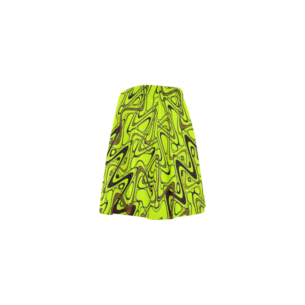 Yellow and Black Waves Mini Skating Skirt (Model D36)