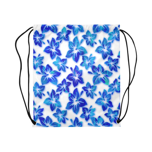 blue hibiscus Large Drawstring Bag Model 1604 (Twin Sides)  16.5"(W) * 19.3"(H)