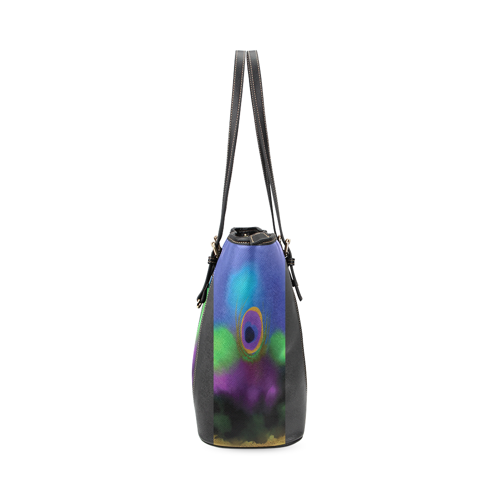 PEACOCK DESIGN 3 PANEL Leather Tote Bag/Large (Model 1640)