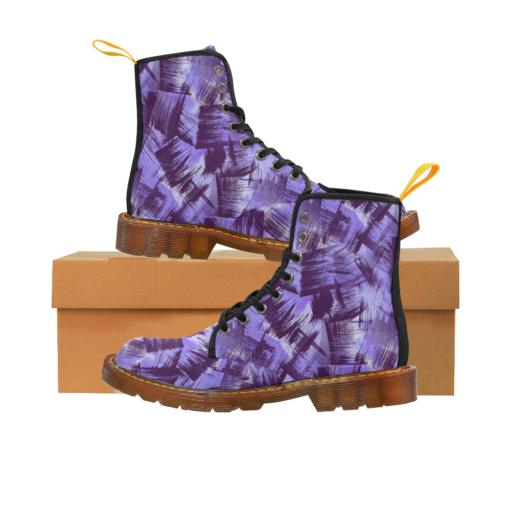 Purple Paint Strokes Martin Boots For Men Model 1203H