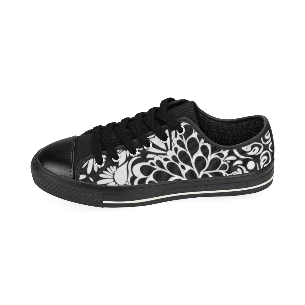 70s Wall Paper Black and White Men's Classic Canvas Shoes (Model 018)